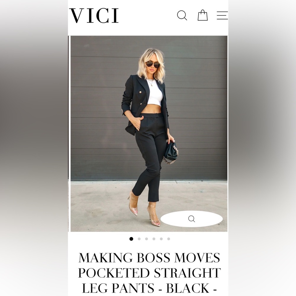Vici Making Boss Moves pocketed straight leg pants - Black (size: L). NWT